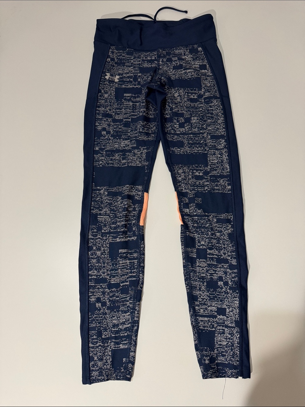 Under Armour Navy Patterned Leggings with Peach Highlights